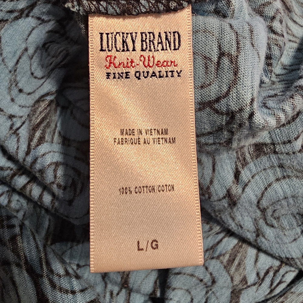Lucky Brand Blue and Black Rose Long Sleeve Top - Picture 4 of 5
